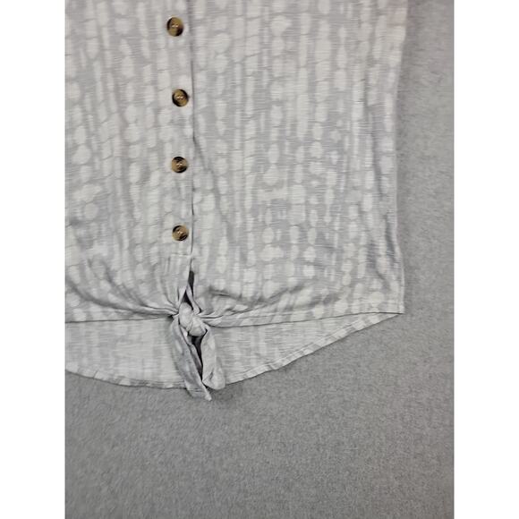 Torrid Gray Tie Dye SS V Neck Tie Front Stretch Button Up Shirt Women's 00 Large - Picture 5 of 12